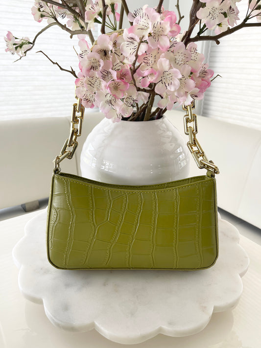 SHOULDER BAG - CROC (GREEN)