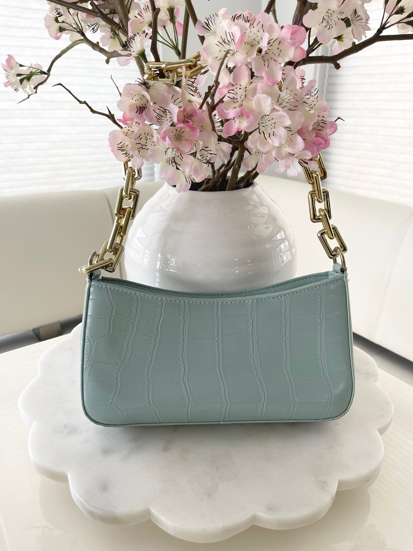 SHOULDER BAG - CROC (BABYBLUE)