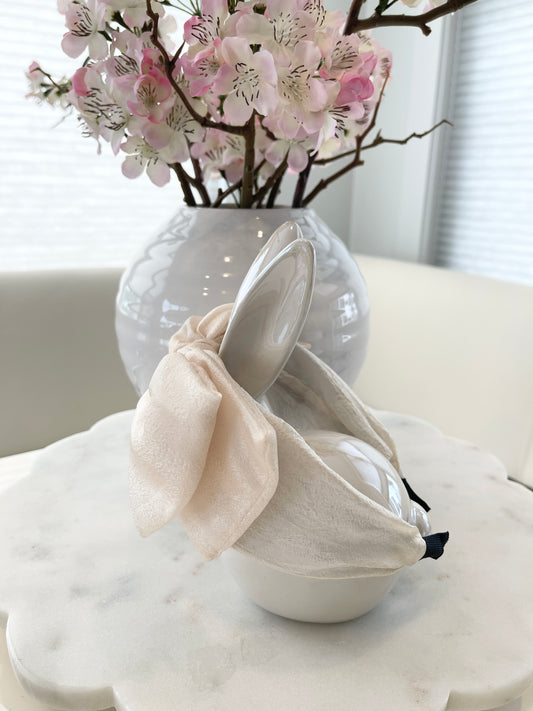 POLYESTER BOW HEADBAND (CREAM)