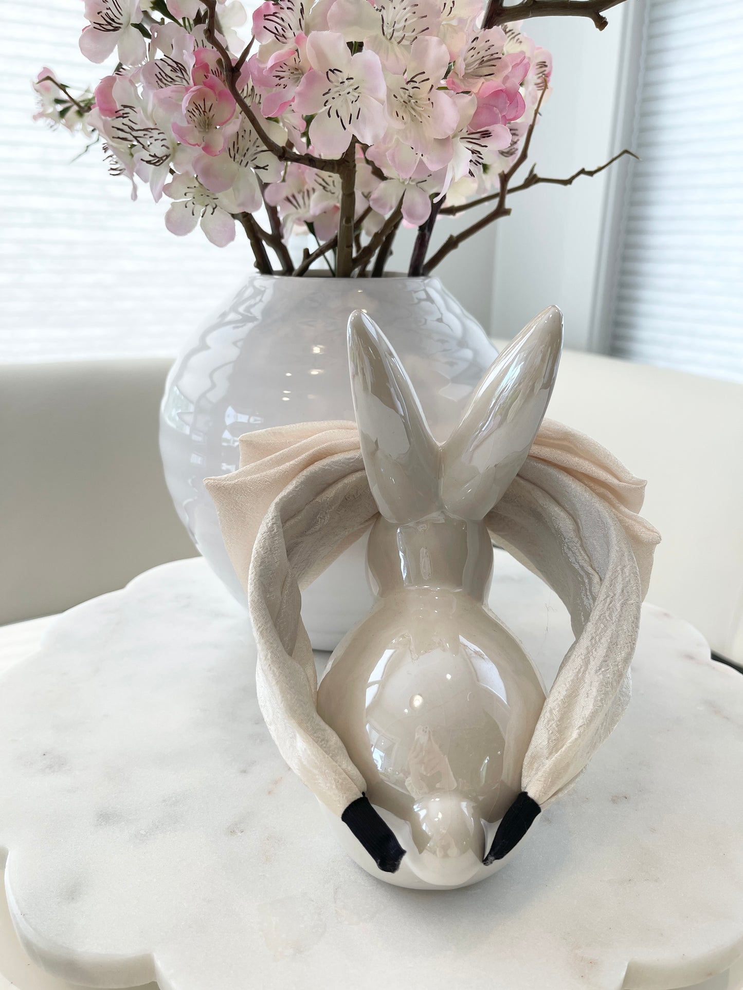 POLYESTER BOW HEADBAND (CREAM)