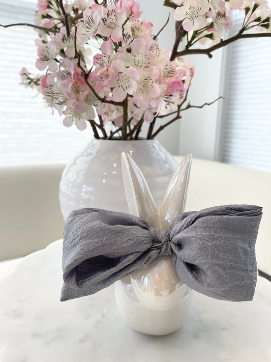 POLYESTER BOW HEADBAND (GRAY)