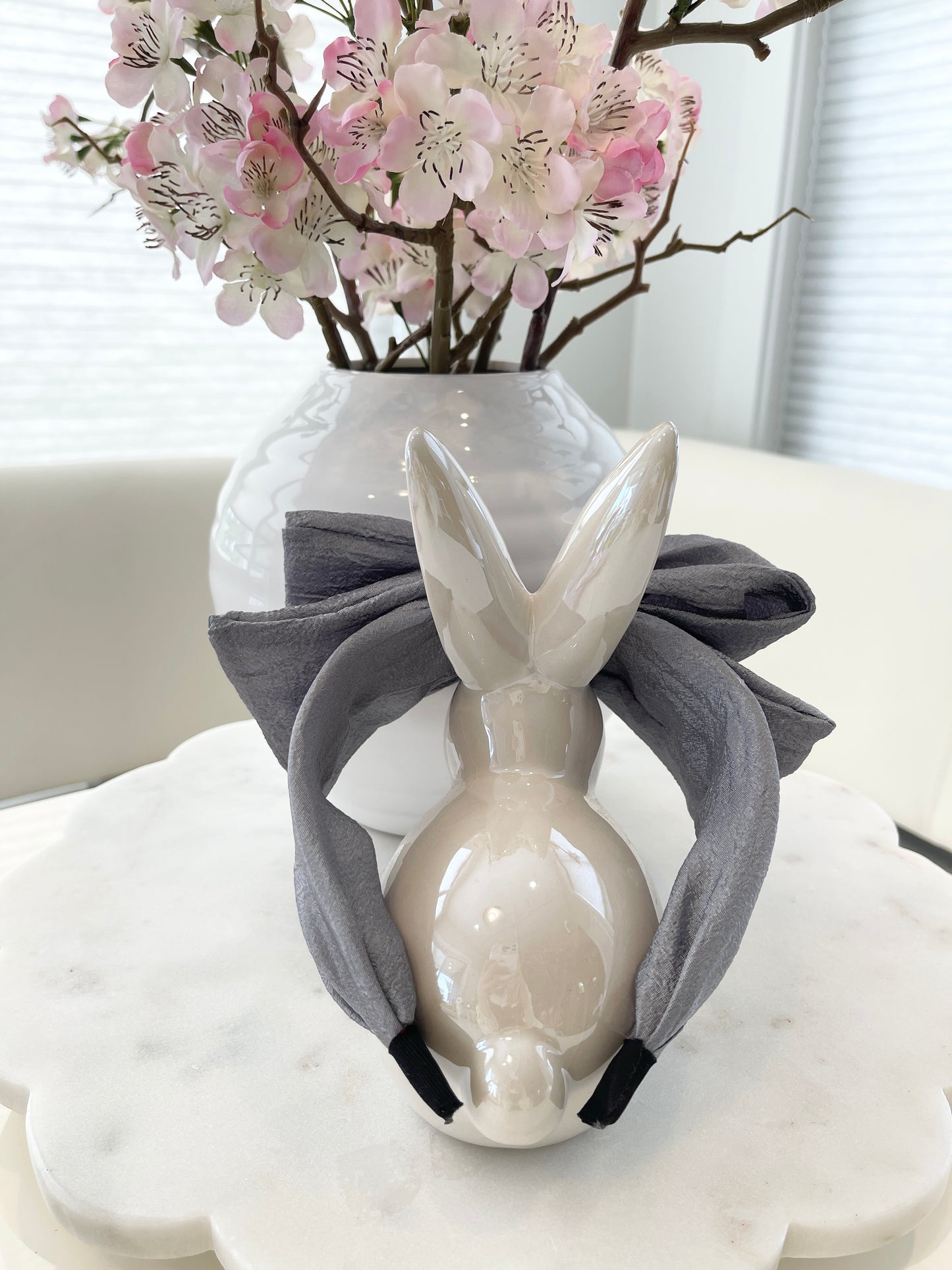 POLYESTER BOW HEADBAND (GRAY)