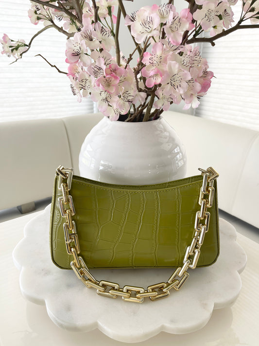 SHOULDER BAG - CROC (GREEN)